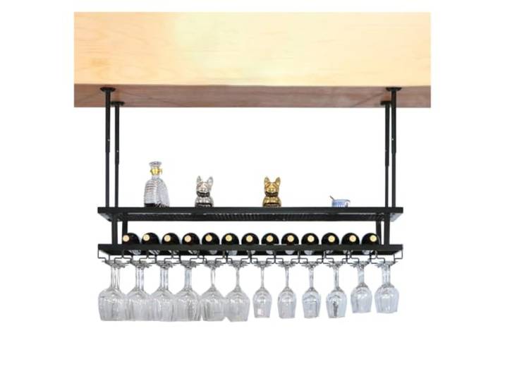 Hängendes Weinglasregal Metall-Weinregal 60-200cm Regal Zur Aufbewahrung Verstellbar Weinglashalter An Der Decke Gläserhalter Schwarz, Bronze Hängende Pflanzgefäße