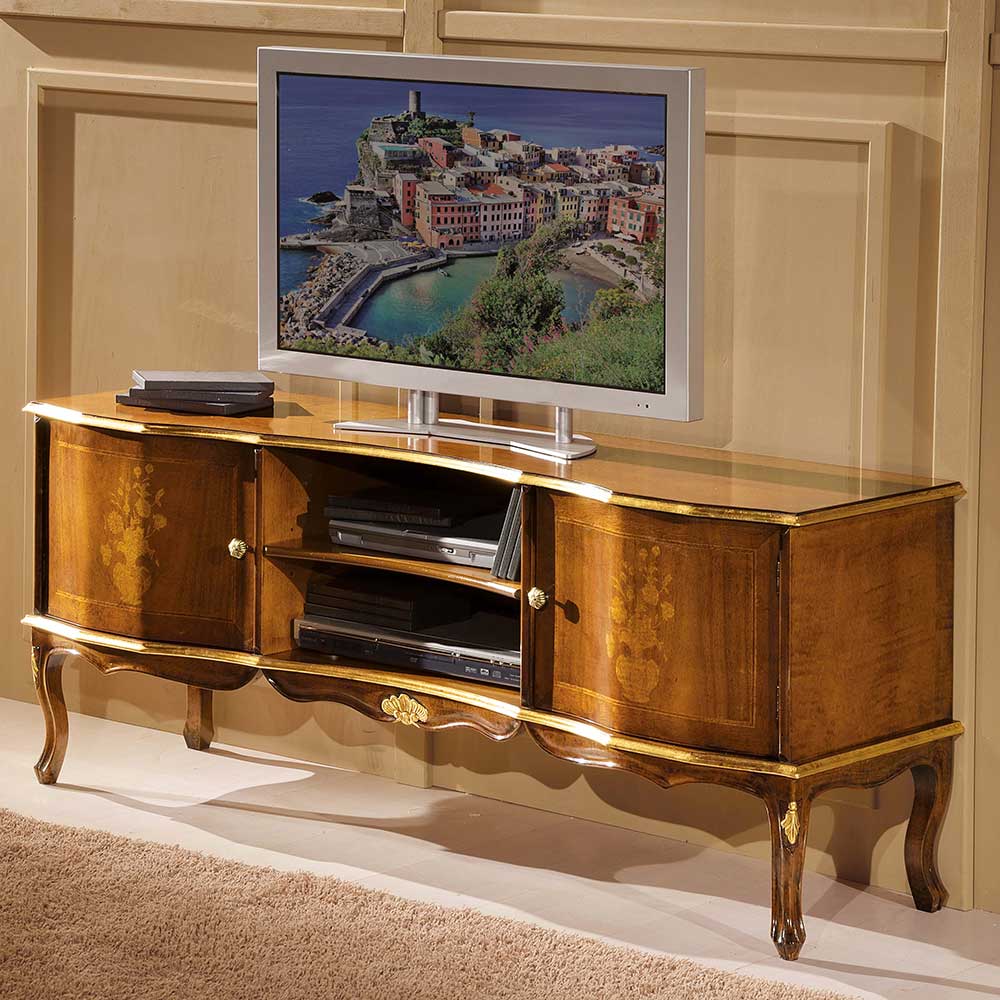 Pharao24.de TV Schrank im Barock Design Nussbaum furniert