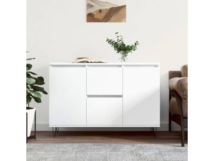 SALE 2025 Meuble bas bahut vaisselier - Buffet blanc 104x35x70 cm - bois d'ingénierie 30 Kg 8308
