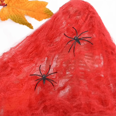 Inspire Curations White Stretch Spider Web Halloween Decoration Artificial Cobweb Party Decor red