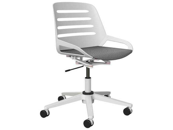 Aeris Drehstuhl Numo Task, Weiß, Hellgrau, Metall, Kunststoff, Drehkreuz, 70x68x40 cm, Made in Germany, Wippfunktion, Sitzfläche 360° drehbar, Büromöbel, Bürostühle, Drehstühle