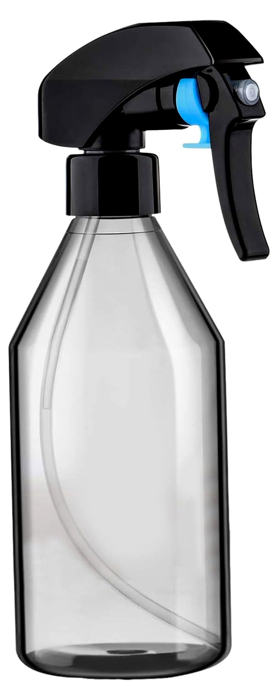 Wiederverwendbare 10-Unzen-Reinigungsflasche aus Kunststoff mit schwarzem Sprühkopf