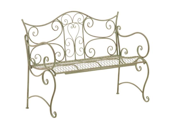 CLP Gartenbank 113/47 cm Metall Antik-Grün, 113x89x47 cm, Gartenmöbel, Gartenbank