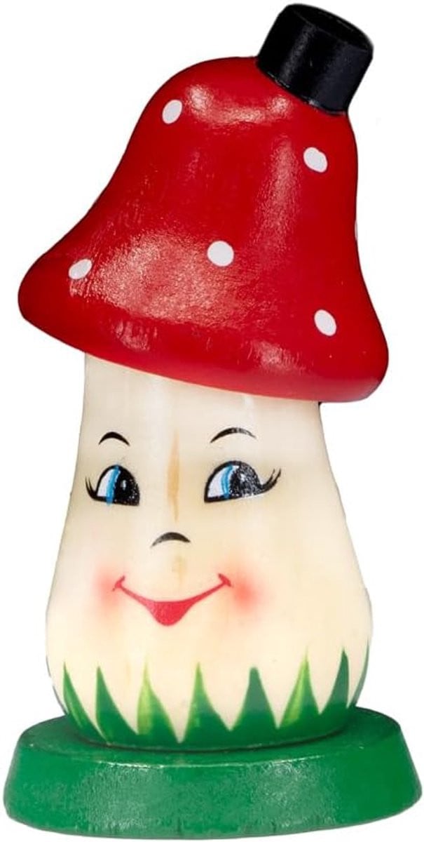 Kaladia Smokeman houten rookfiguur met Mini Smoke paddenstoel thema voor wierookkaarsen maat S, 8 cm