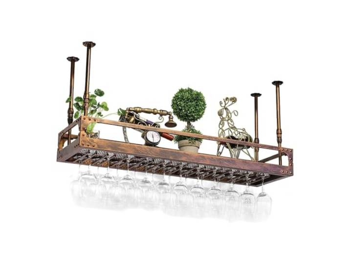 Failjierue Küchen-Weinregale für Aufhängen von Weingläsern Verstellbarer Weinglas-Organizer für Aufhängen von Stielgläsern für Bar, Küchenschrank(100x35cm)