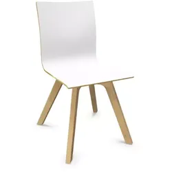 Holzstuhl Place Weiss/Braun | Gestell Eiche | Metallverbindung | pflegeleicht | Sitzhöhe 43 cm | Vierfuss | | Bariton