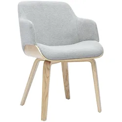 Stuhl aus grauem Chenille-Stoff und hellem Holz EARL