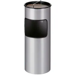 PROREGAL Runder feuerfester Kombiascher inkl. Löschsand & Sieb | 30 Liter, HxØ 61,3x24,3cm | Inneneimer aus Metall | Silber
