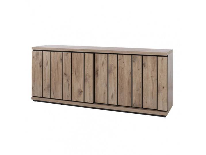 PHILEAS - Buffet 2 Portes Coulissantes Effet Claustra Finition Canyon