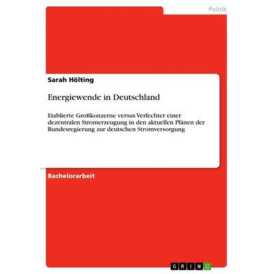 Energiewende in Deutschland, Taschenbuch von Sarah Hölting, GRIN, 978-3-656-49248-1