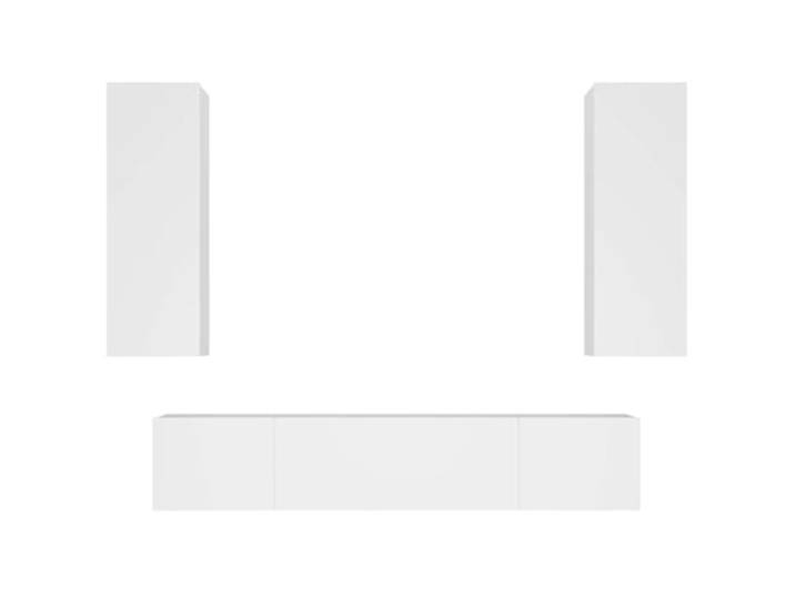 LKJephalotrop 4-TLG. TV-Schrank-Set Wandmontage Weiß Holzwerkstoff Flexibles Hängeboard Set für Wohnzimmer und Jugendzimmer. Platzeinsparendes Wandregal mit viel Stauraum für Medien.