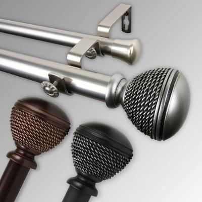 Rod Desyne "Barree Double Decorative Curtain Rod Set, 28"" to 48"", Black"