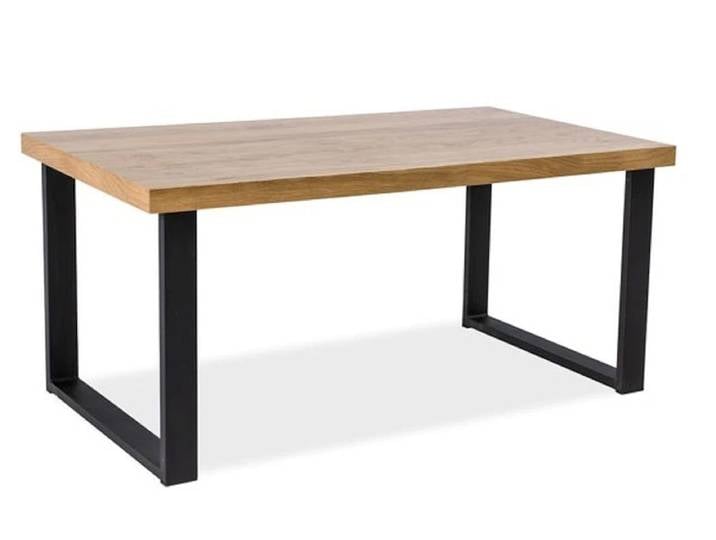 Schwarzer Esstisch mit Eichenplatte UMBERTO 150x90