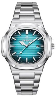 Youfap Market Luxury Military Square Dial Men Waterproof Quartz Watch With Luminous Date & Week silver Green