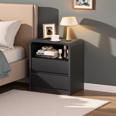 ZWYO HOSIMU 23.62 Inch Engineered Wood Nightstand with Charging Station, 2 Drawers and USB Ports