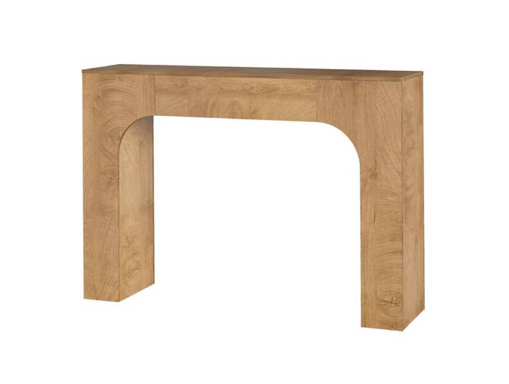 KOIOPLIE Console d'entrée 120 cm table console étroite - plateau épaissi design arqué finition chêne foncé - Annual Ring Oak