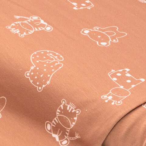 Baumwoll-Jersey "Baby Animals" mit Elasthan, braun-color