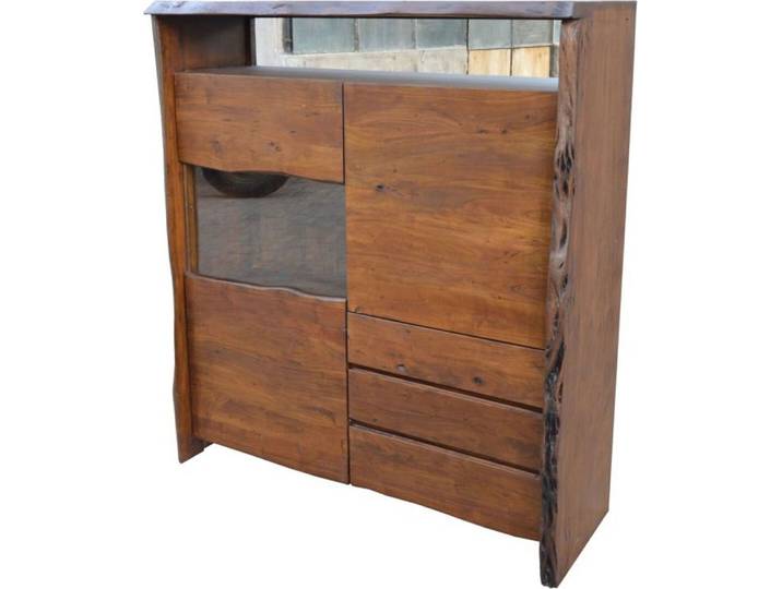 MASSIVMOEBEL24 Buffet 131x45 Acacia laqué Brun PURE ACACIA #803