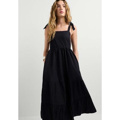 Maxikleid PEPE JEANS "dress LARIETA DRESS", Damen, Gr. M, Normalgrößen, schwarz, 100% Baumwolle, Kleider Maxikleid
