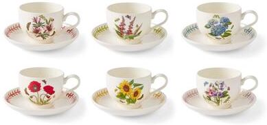 Portmeirion Botanic Garden Set of 6 Meadow Breakfast Cup and Saucer - 8.5 oz