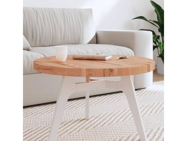 POUFGDR Runde Tischplatte aus massiver Buche, 70 cm Dicke 4 cm, leicht zu reinigende Oberfläche, vielseitig einsetzbar, Unikat