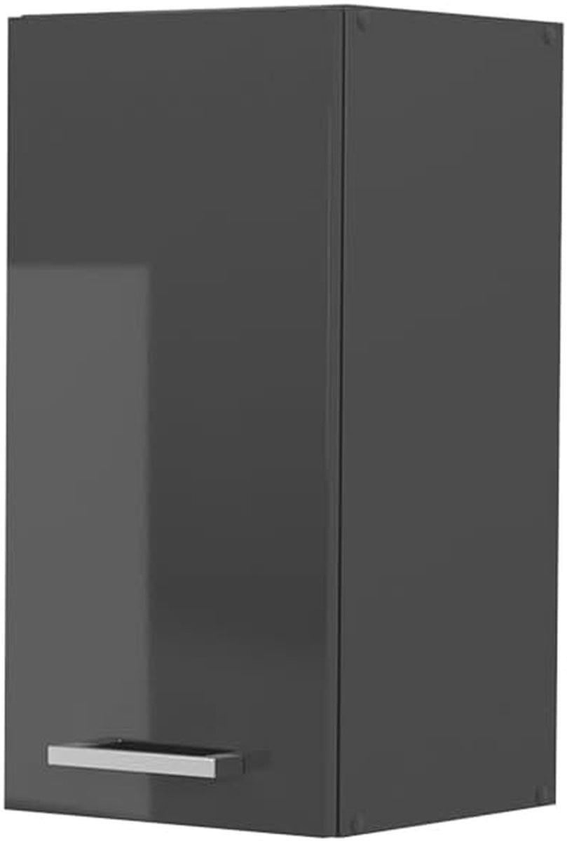 Antraciet Hoogglans Keuken Hangkast van MDF - Breedte: 30 cm