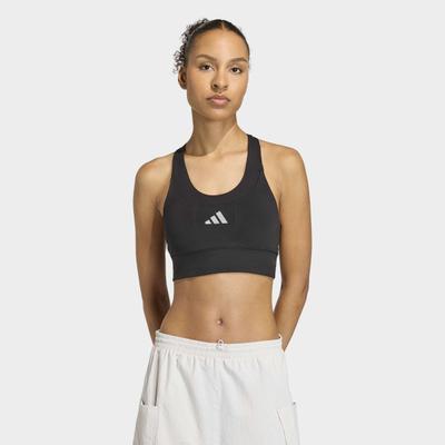 Sport-BH ADIDAS PERFORMANCE "ADI365 RUNNING POCKET MEDIUM SUPPORT BH", Damen, Gr. L, N-Gr, schwarz, Obermaterial: 85% Polyester, 15% Elasthan, BHs Sport-BH, ohne Bügel, mit Climacool Technologie
