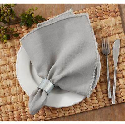 Saro Lifestyle Stone Washed Table Napkins With Fringed Design (Set of 4)
