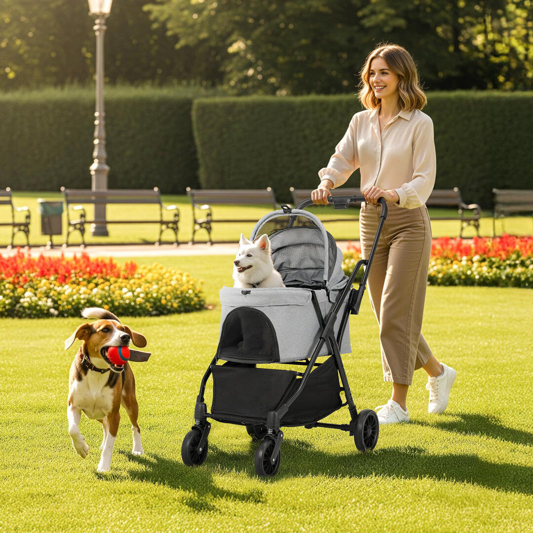 Archie & Oscar Foldable Pet Vehicle Travel Carrier Black/Grey 102cm H X 34cm W X 73cm D