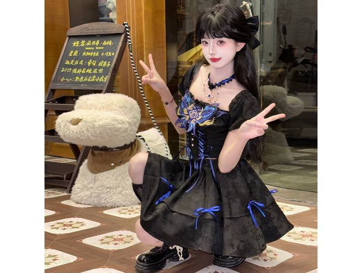 Robe d'été originale Lolita pour filles, tenue de soirée thé Loli, Style gothique rétro