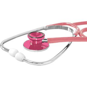 Ratiomed Stethoskop mit Doppelkopf, 80 cm Y-Schlauch, pink, Bruststück aus Aluminium