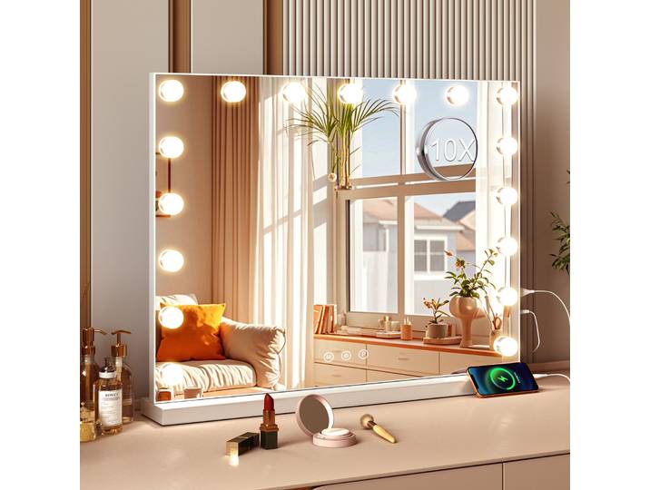 Grand miroir de vanité LED, coiffeuse lumineuse Hollywood, support de miroir de maquillage
