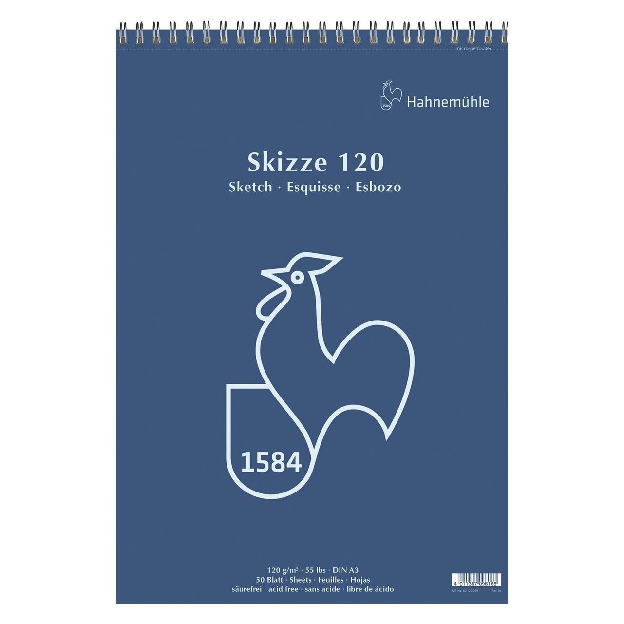 Hahnemühle Skizzenblock A3 120g 50BL hellweiss (A3, Blanko) (60 120 269)