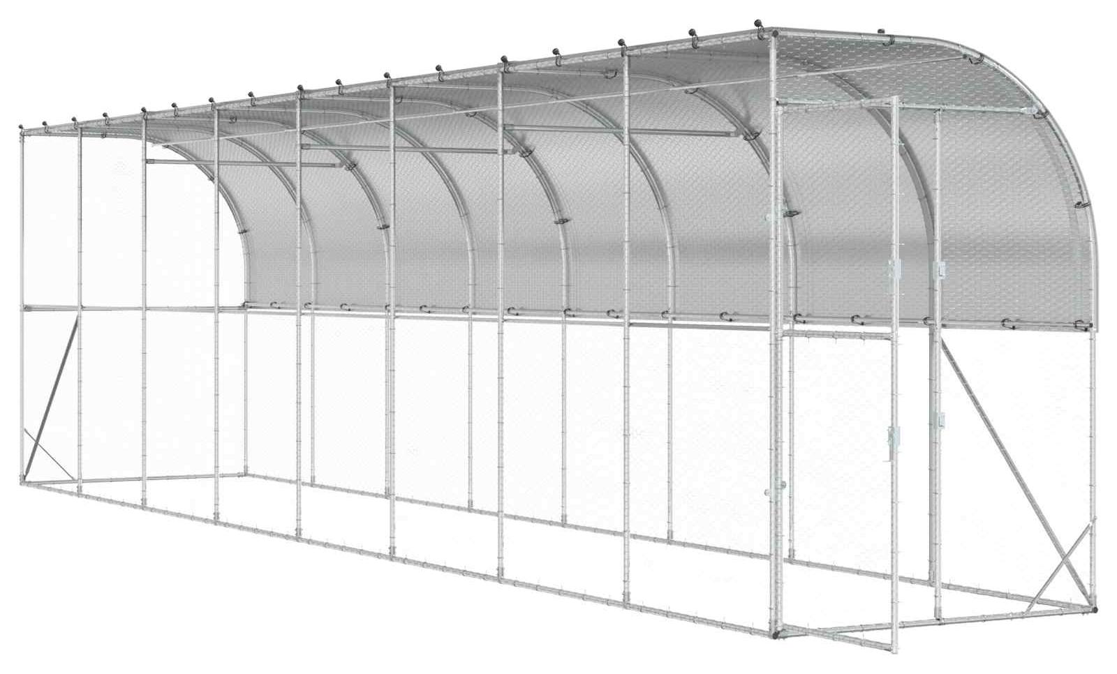 Hühnerstall gegen die Wand Silber 600 x 150 x 215 cm