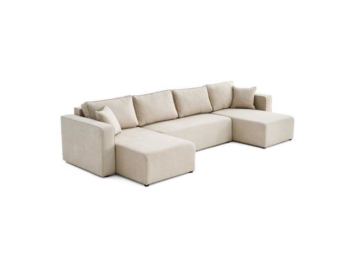 Topaze - canapé panoramique - 7 places - convertible avec coffre - en tissu - Beige