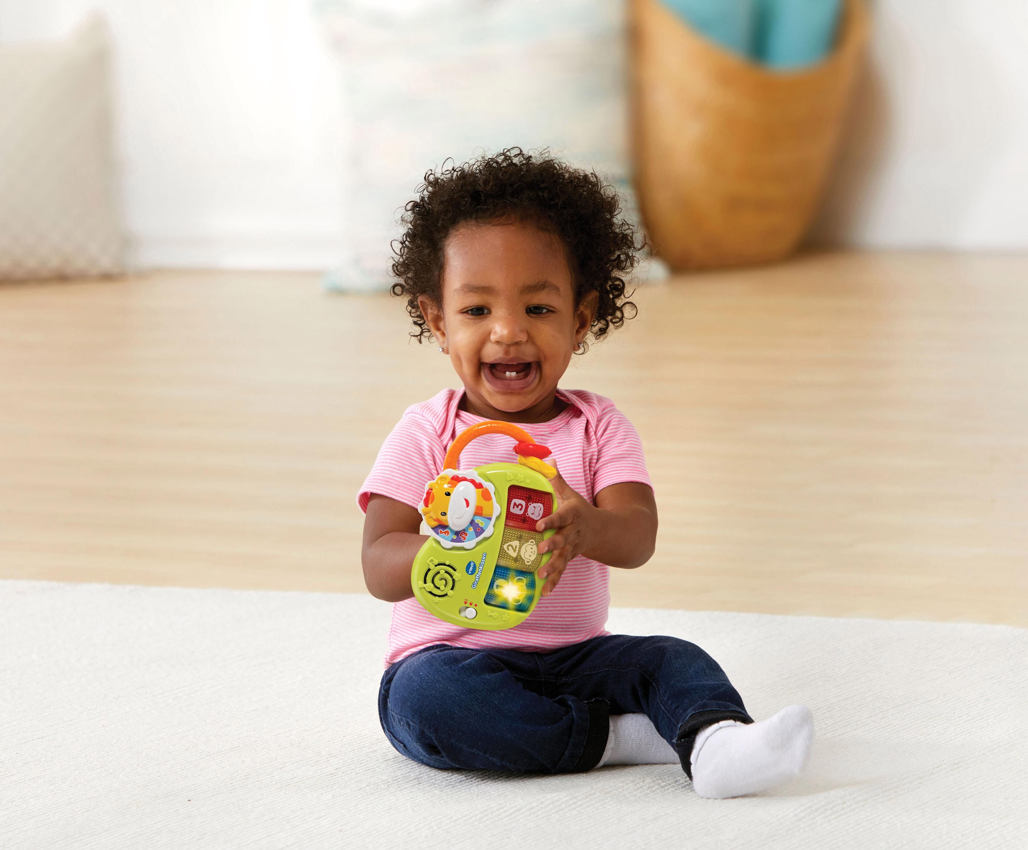 Greifspielzeug VTECH "VTechBaby, Giraffenkissen", bunt, Greifspielzeug, KinderB:30cm H:11cm L:40cm, Kunststoff, Polyester, Greifspielzeug, B:30cm H:11cm L:40cm