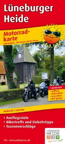 Publicpress - Motorradkarte Lüneburger Heide: Mit Ausflugszielen, Einkehr- & Freizeittipps, reissfest, wetterfest, abwischbar, GPS-genau. 1:200000: Mit ... beschriftbar und wieder abwischbar - Preis vom 30.09.2026 09:01:18 h