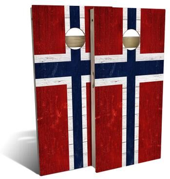 Skip's Garage Norway Flag Outdoor Cornhole Board Set