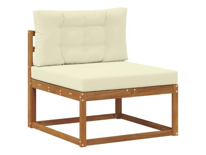KTHLBRH Akazien-Sofa-Set, 5-teilig, Natur, cremefarben Massivholz, modular, witterungsbeständig, Kissen mit Reißverschluss