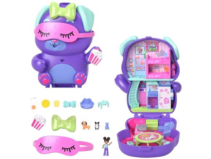 Polly Pocket poppen en speelset, Puppy Sleepover Compact