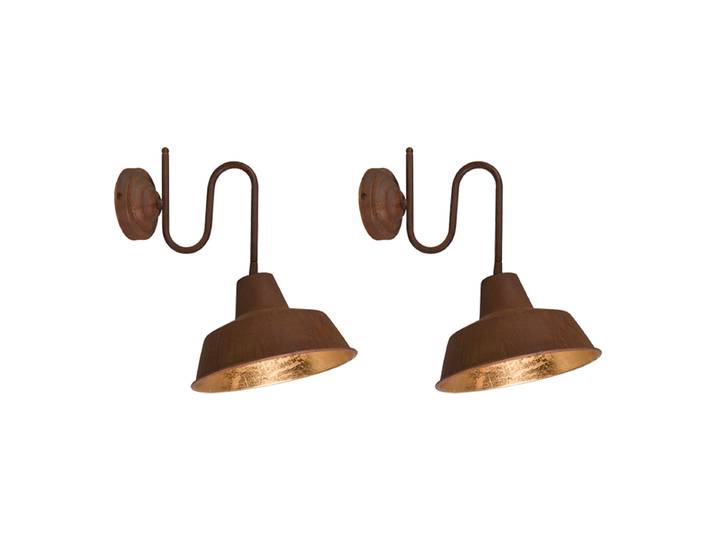 Lot de 2 appliques murales rouille avec intérieur doré - Factory