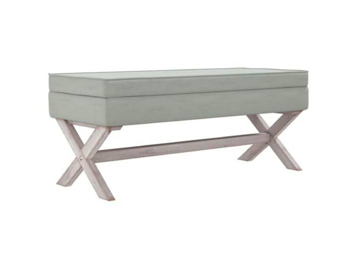 GHVBNMF Sitzbank mit Stauraum Samt Polsterbank Hellgrau 110x45x49 cm Französischer Vintage-Look mit soliden Holzbeinen aus Kautschukholz und weicher Polsterung fürs Schlafzimmer.