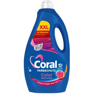 Coral Waschmittel Optimal Color Feinwaschmittel, flüssig, Color Shine, 3 Liter, Waschladungen 60