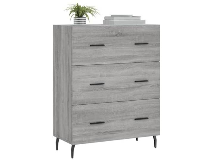 KTHLBRH Sideboard Grau Sonoma 69,5 x 34 x 90 cm Holz mehrschichtig 3 Schubladen, Metallfüße, Ausstellungsfläche, kippsicher, stabil