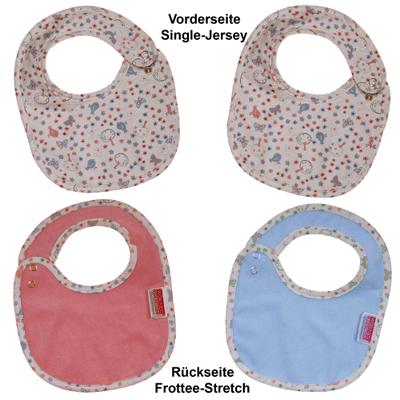 Lätzchen WÖRNER "Vogel koralle/sky Druckknopflatz 22x29 cm", Baby, bunt (koralle, sky), Baumwolle, Materialmix, Lätzchen, mit Druckknöpfen, maschinenwaschbar, trocknergeeignet