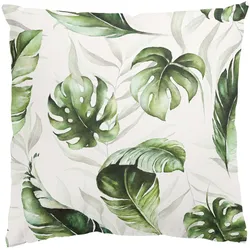 DEKOKISSEN Aquarell Pflanzen Monstera und Palmenblatt 50/50 cm