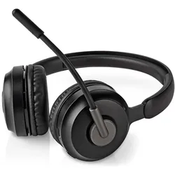 Nedis PC-Headset Auf Ohr Stereo Bluetooth Klappbarer Mikrofon Schwarz (Kabellos, USB-C, Google Meet, Microsoft Teams), Office Headset, Schwarz