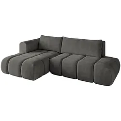 ECKSOFA Ottomane Links CLOUD-L 280x185x90 Dunkelgrau Velours
