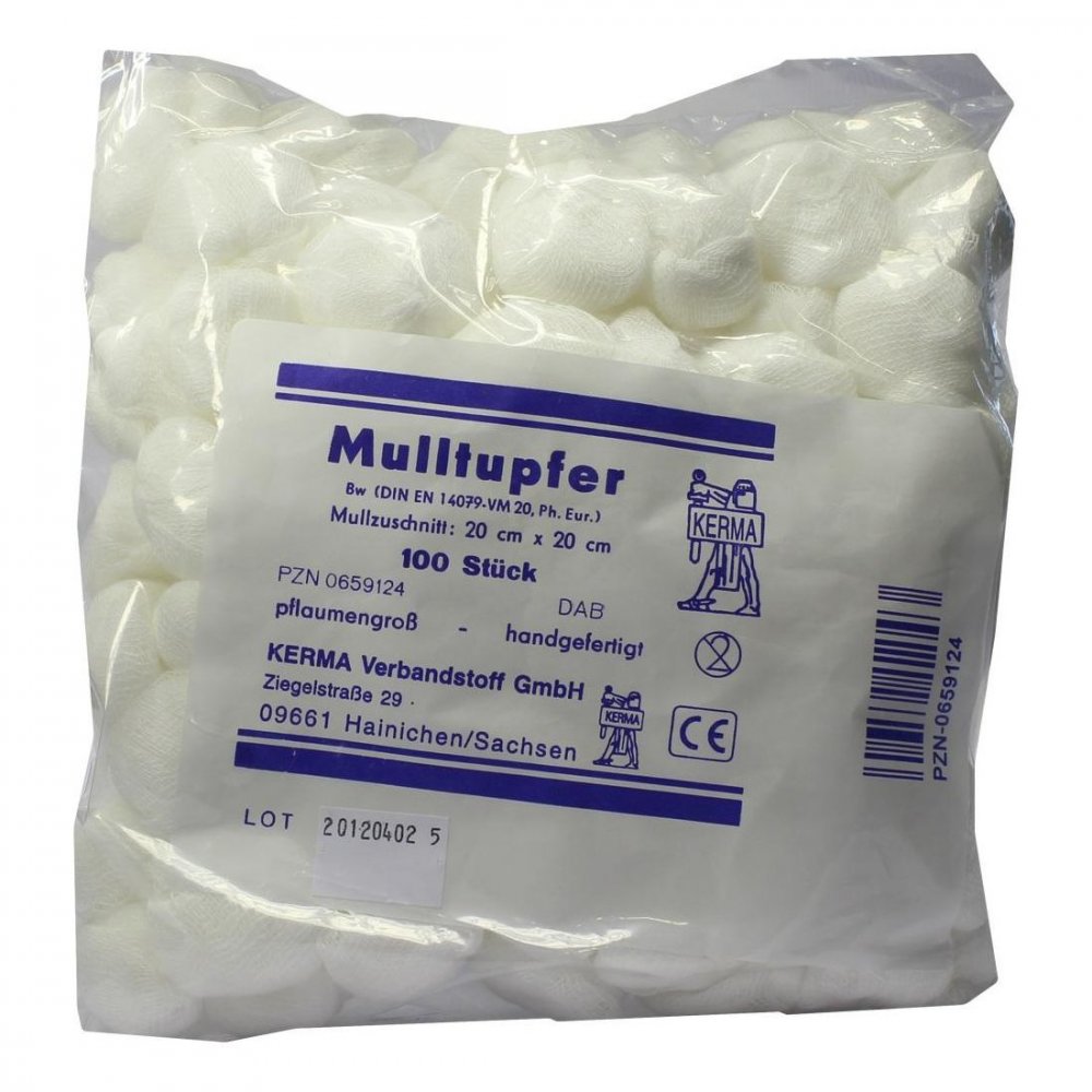 KERMA Verbandstoff GmbH Mulltupfer 20x20 cm pflaumengross unsteril 00659124