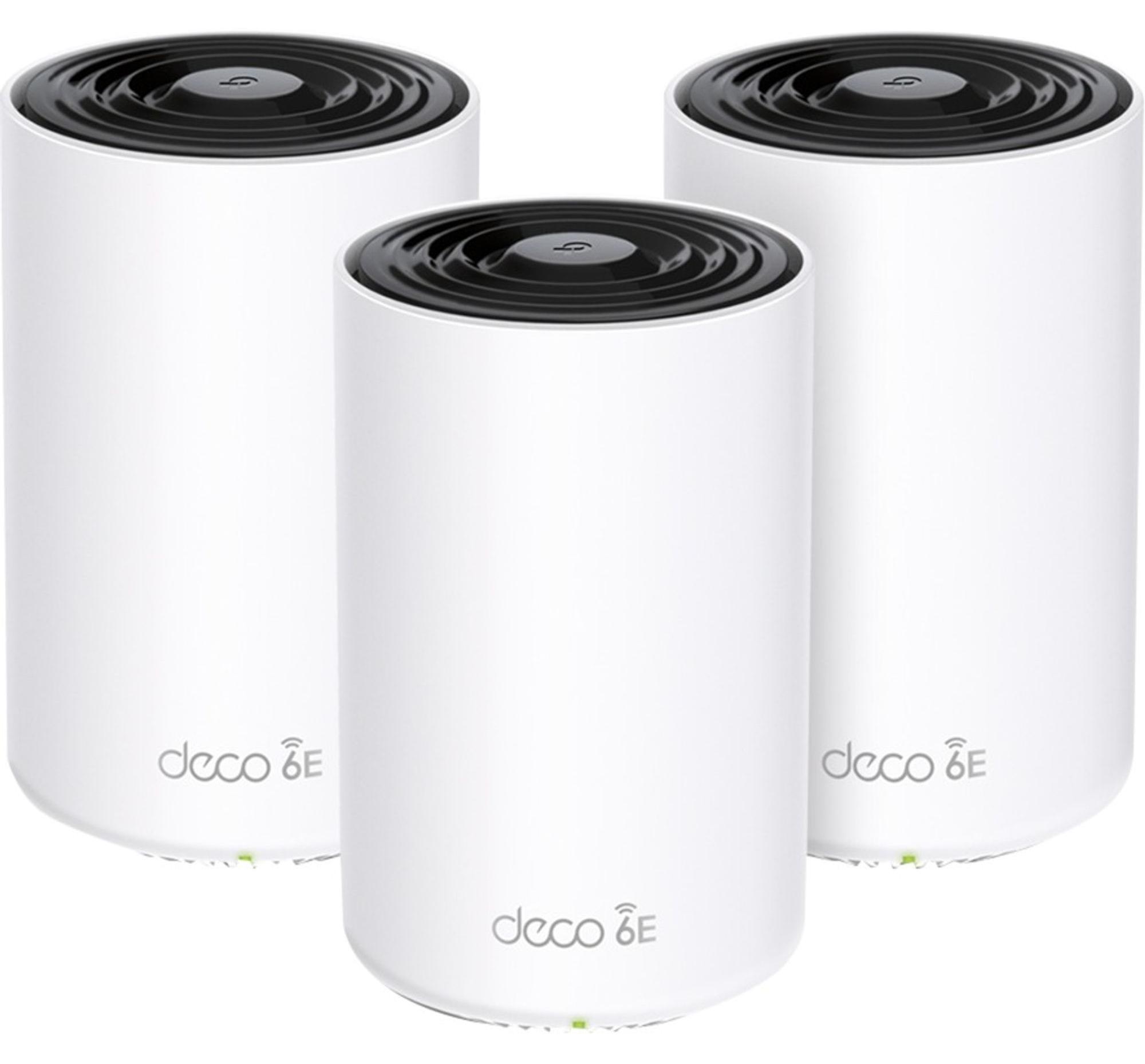 TP-Link AXE5400 Tri-Band Mesh Wi-Fi 6E System, 3er Pack, Weiß, Intern, 670 m², Tri-Band (2,4 GHz/5 GHz/6 GHz), Wi-Fi 6E (802.11ax), 802.11a, 802.11b, 802.11g, Wi-Fi 4 (802.11n), Wi-Fi 5 (802.11ac), Wi-Fi 6 (802.11ax), Wi-Fi 6E...